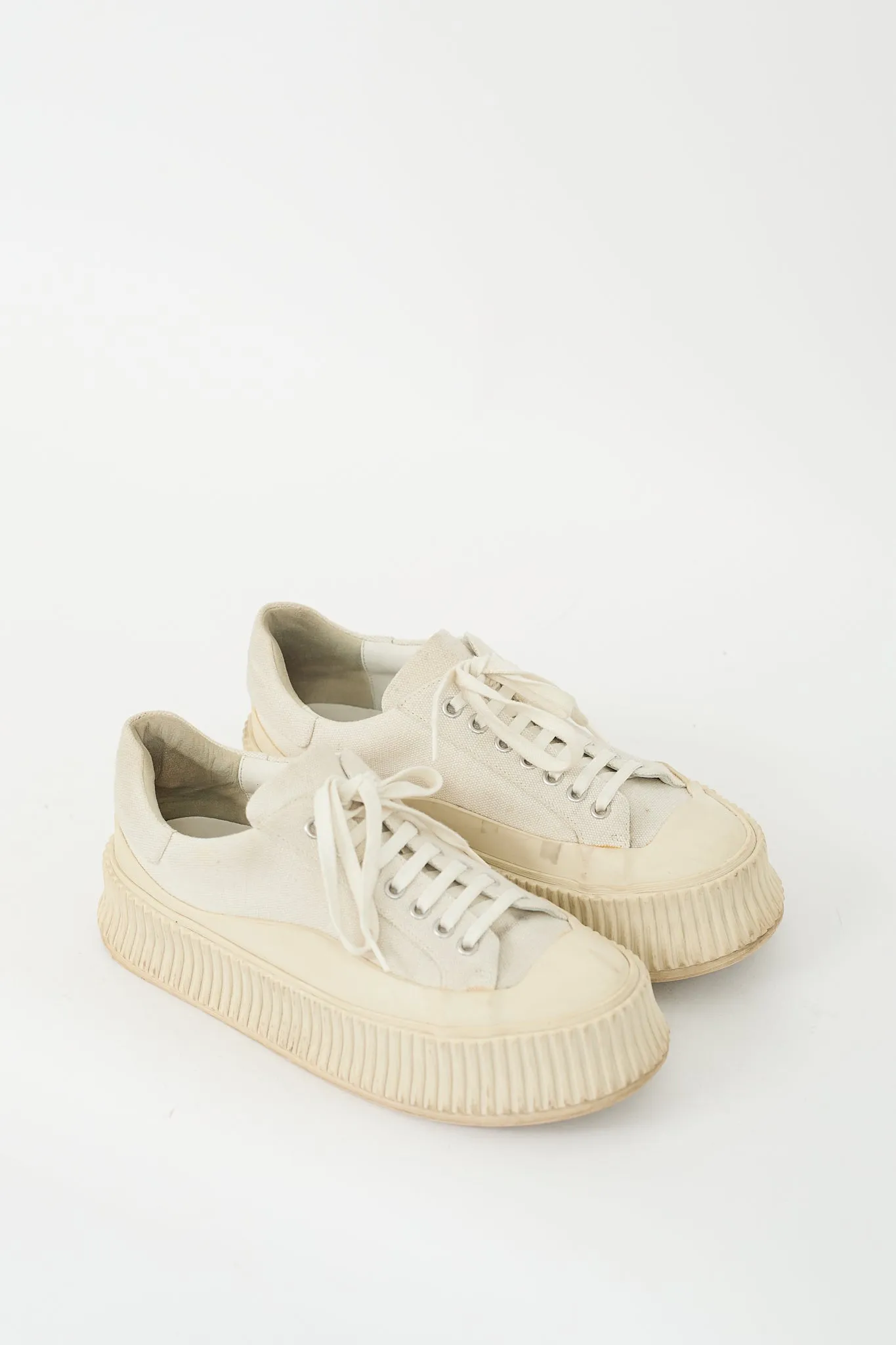 Cream Canvas Platform Sneaker