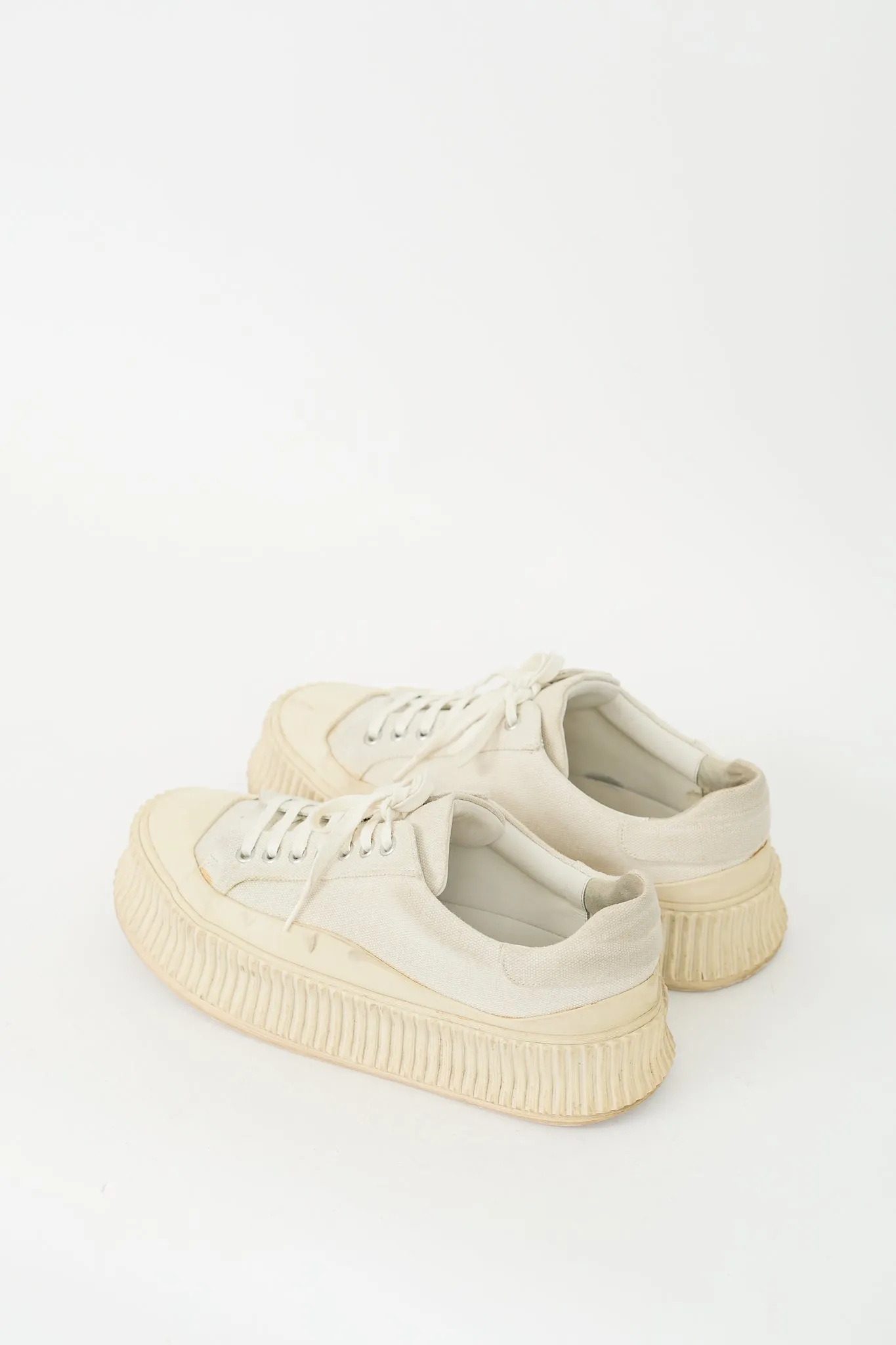 Cream Canvas Platform Sneaker