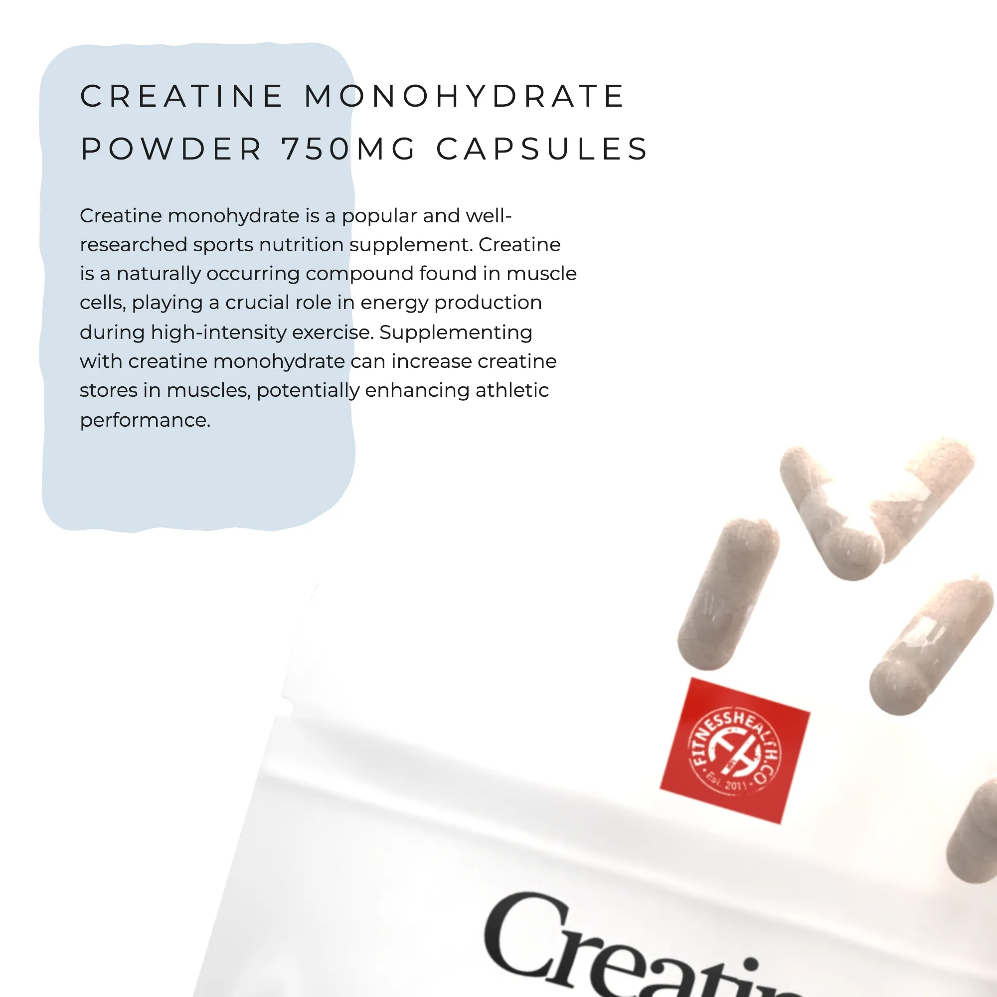 Creatine Monohydrate 750mg Capsules Vegan