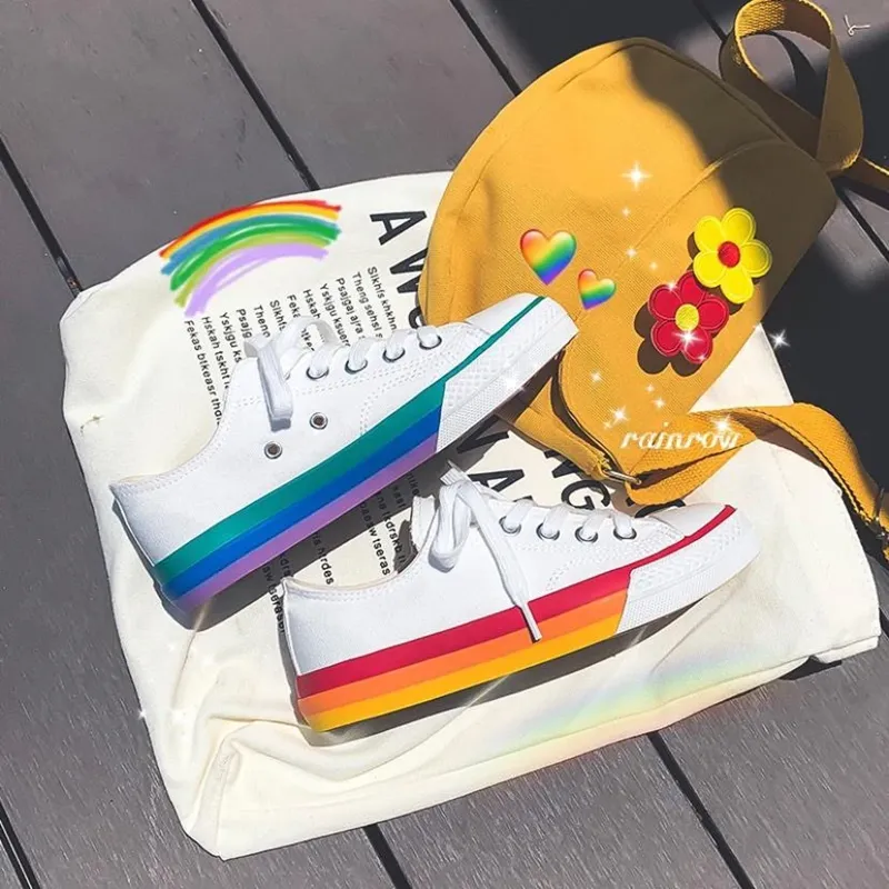 Cute Rainbow Sole Canvas Sneakers AD11935