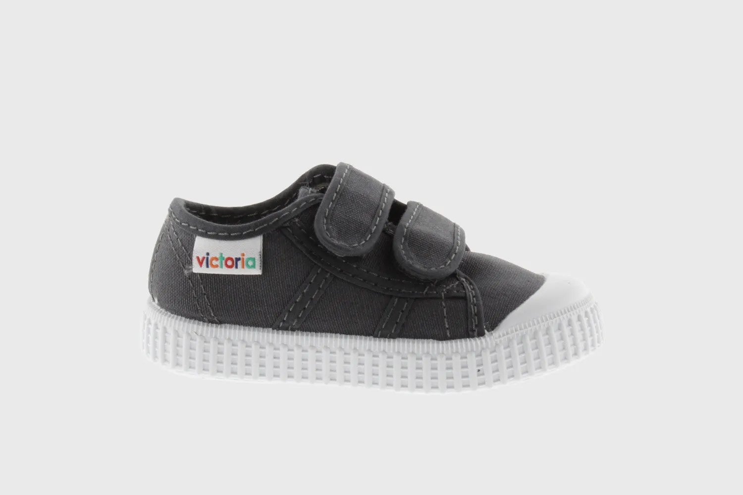 Dark gray canvas double velcro sneaker