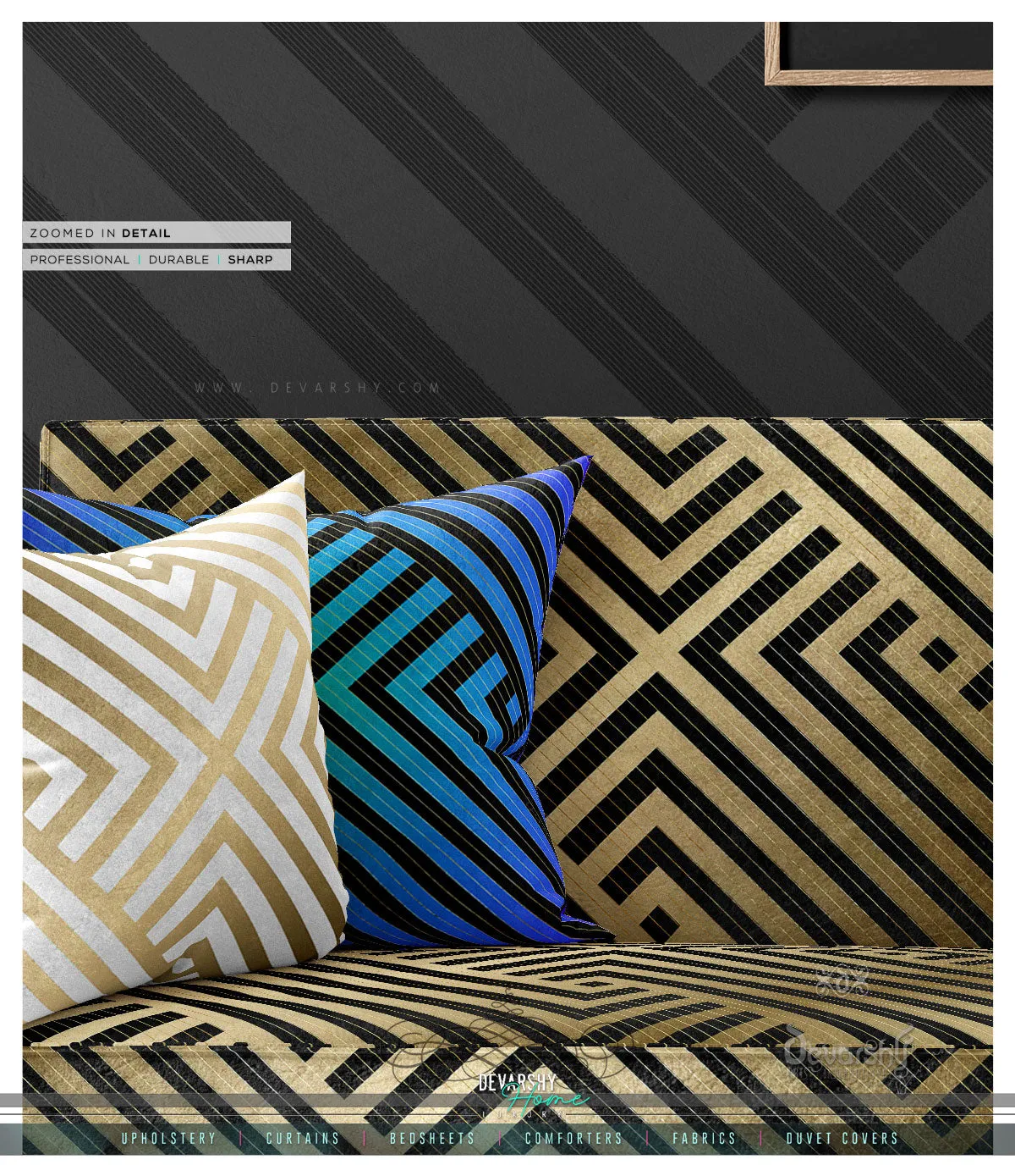 DIAGONAL Upholstery Fabric 3meters 4 Colors & 12 Furnishing Fabric Options Abstract Pattern Fabrics by the yard | 015