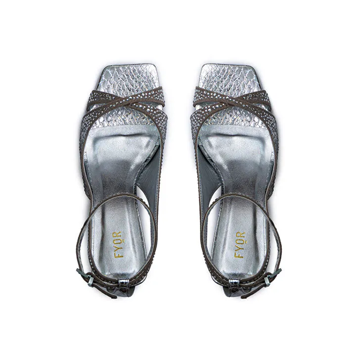 Diamante Detail Square Toe Sandal BWR 080