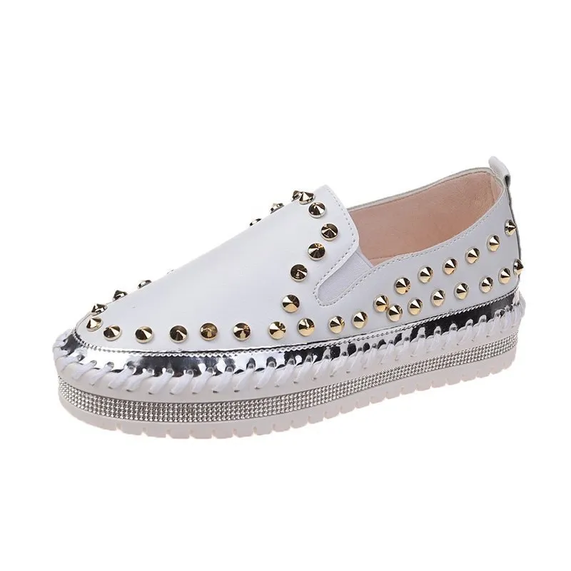 Fashion Rivet Shoes Flat Sneakers Women