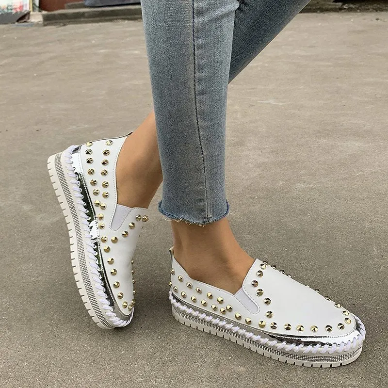 Fashion Rivet Shoes Flat Sneakers Women