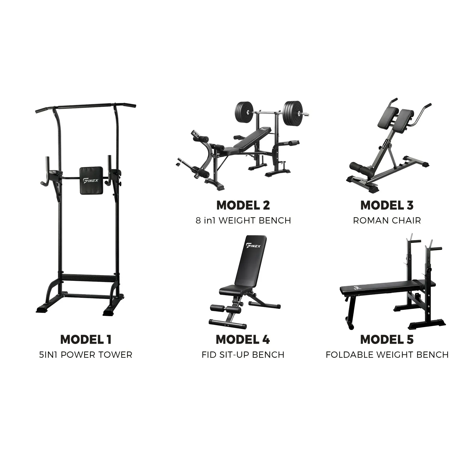 Finex Bench Press Weight Bench FID Sit-up Bench Power Tower Roman Chair Multi-S