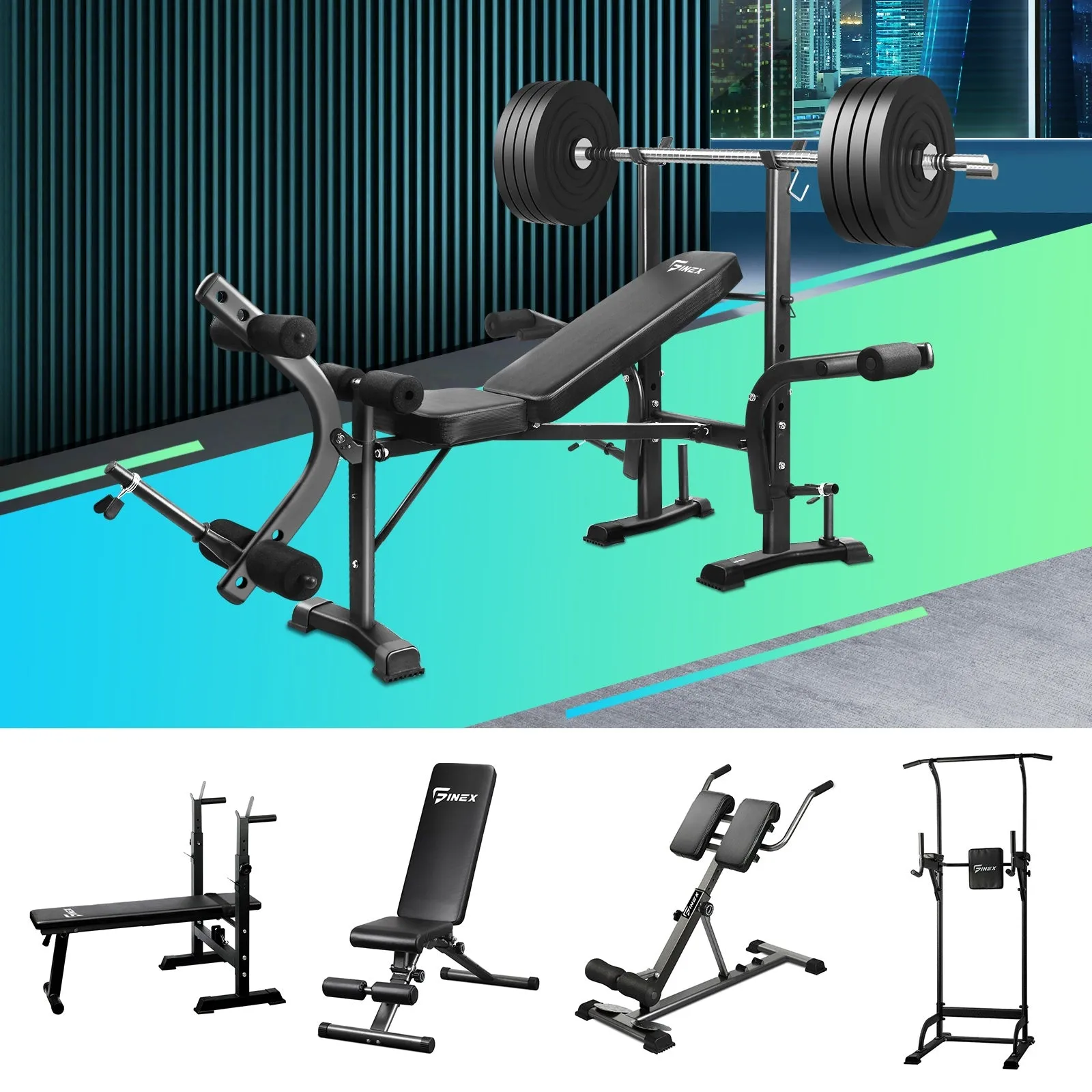 Finex Bench Press Weight Bench FID Sit-up Bench Power Tower Roman Chair Multi-S