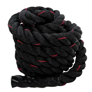 Fit Fusion Ultimate Fitness Strength Training Battle Rope for Gym, Home, Heavy Battle Rope, 1.5 Inches Diameter (30 FT, Black-Red)