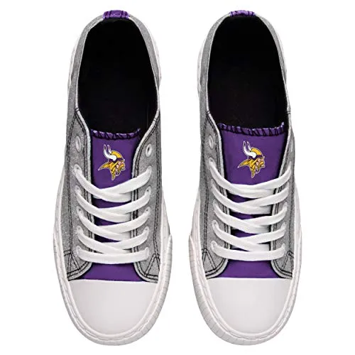 FOCO Minnesota Vikings NFL Womens Glitter Low Top Canvas Shoes - 6