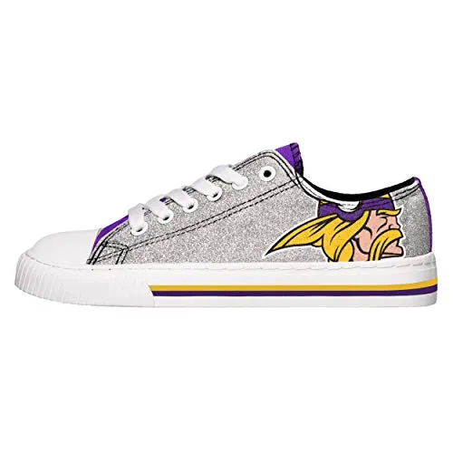 FOCO Minnesota Vikings NFL Womens Glitter Low Top Canvas Shoes - 6