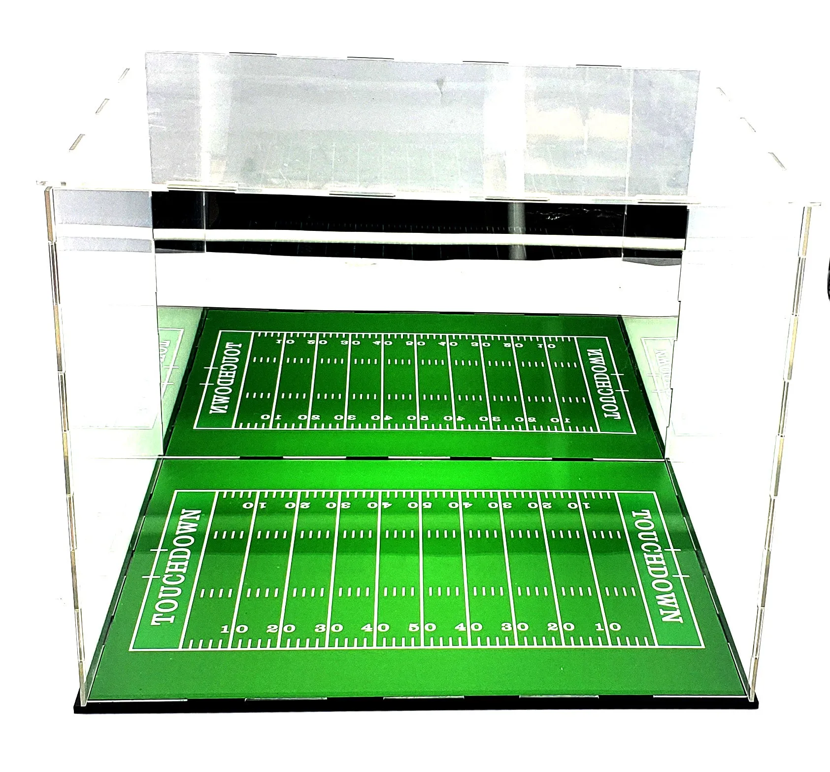 Full Size Football Helmet Acrylic Display Case Box Gold Mirror Field Showcase Shoes UV Protection 15x12x12