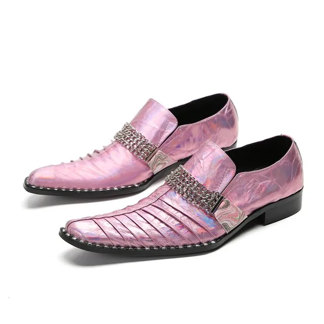 Genuine Leather with Chain Decor Oxfords Shoes