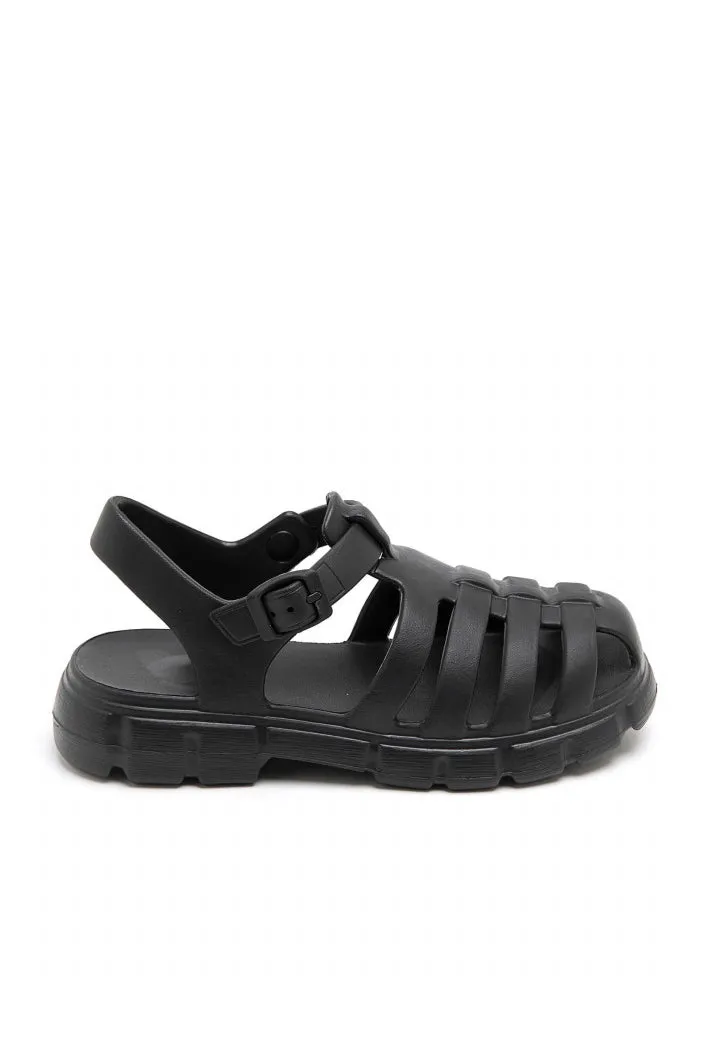 Gia Black Fisherman Sandals