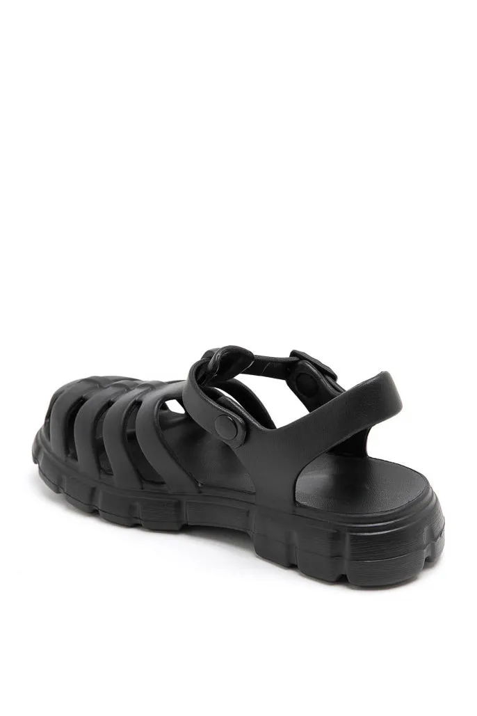 Gia Black Fisherman Sandals