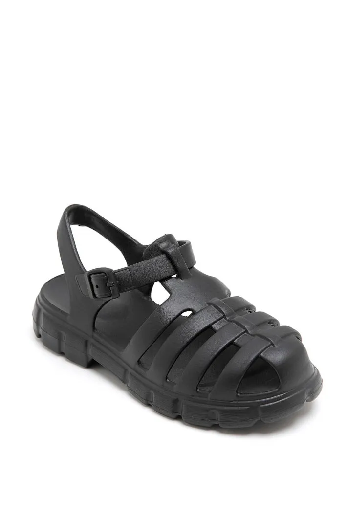 Gia Black Fisherman Sandals