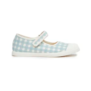 Gingham Mary Jane Sneakers In Light Blue