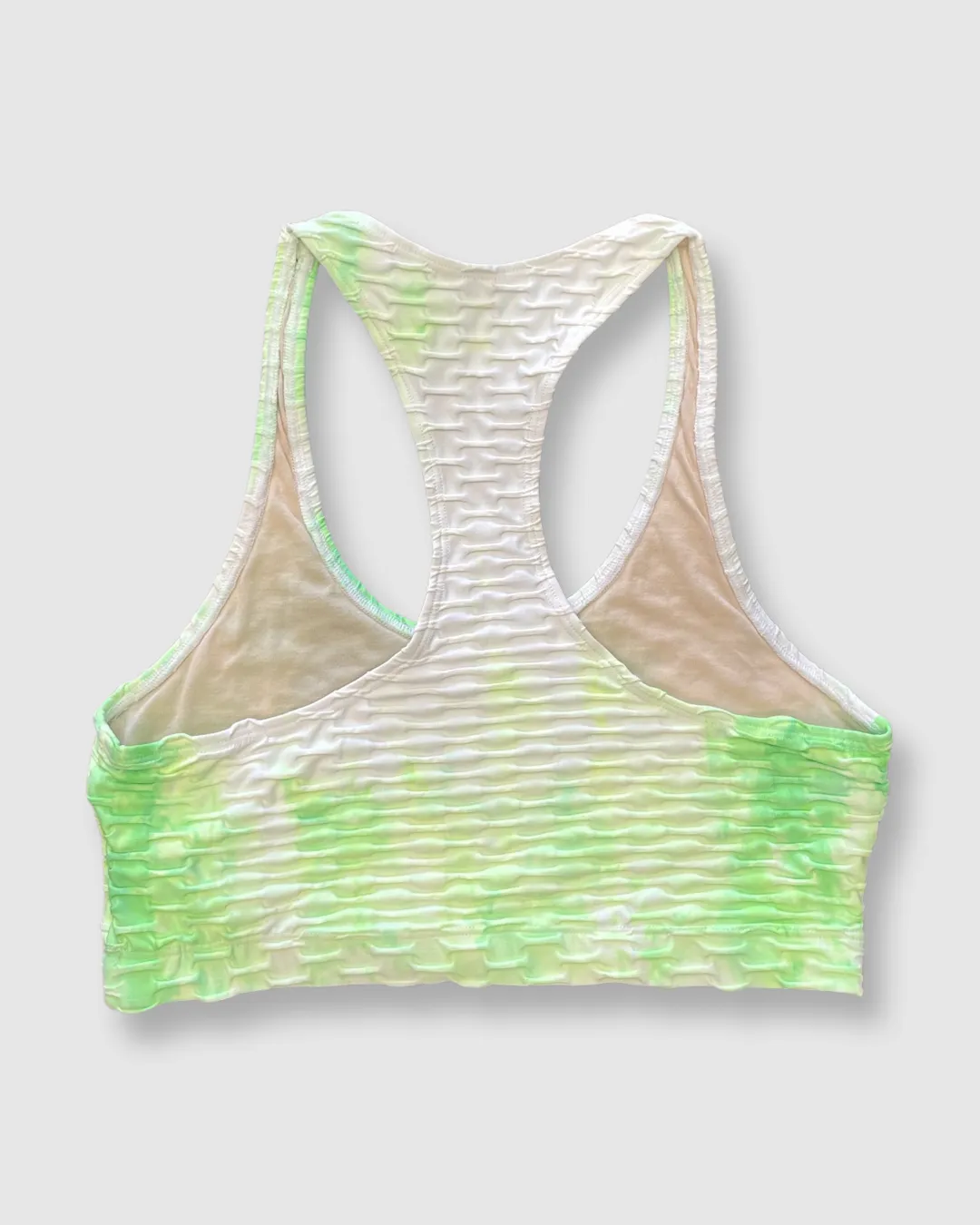 Green White Tie Dye Fitness Top