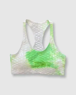 Green White Tie Dye Fitness Top