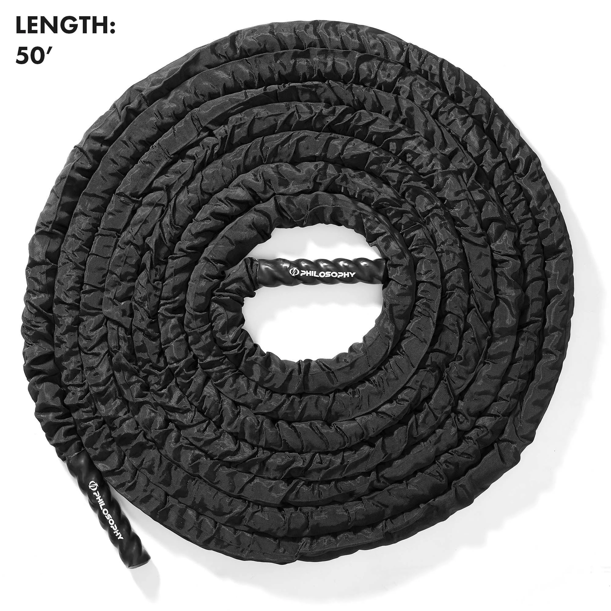 Gym Battle Rope with Protective Cover - Includes Anchor, Strap