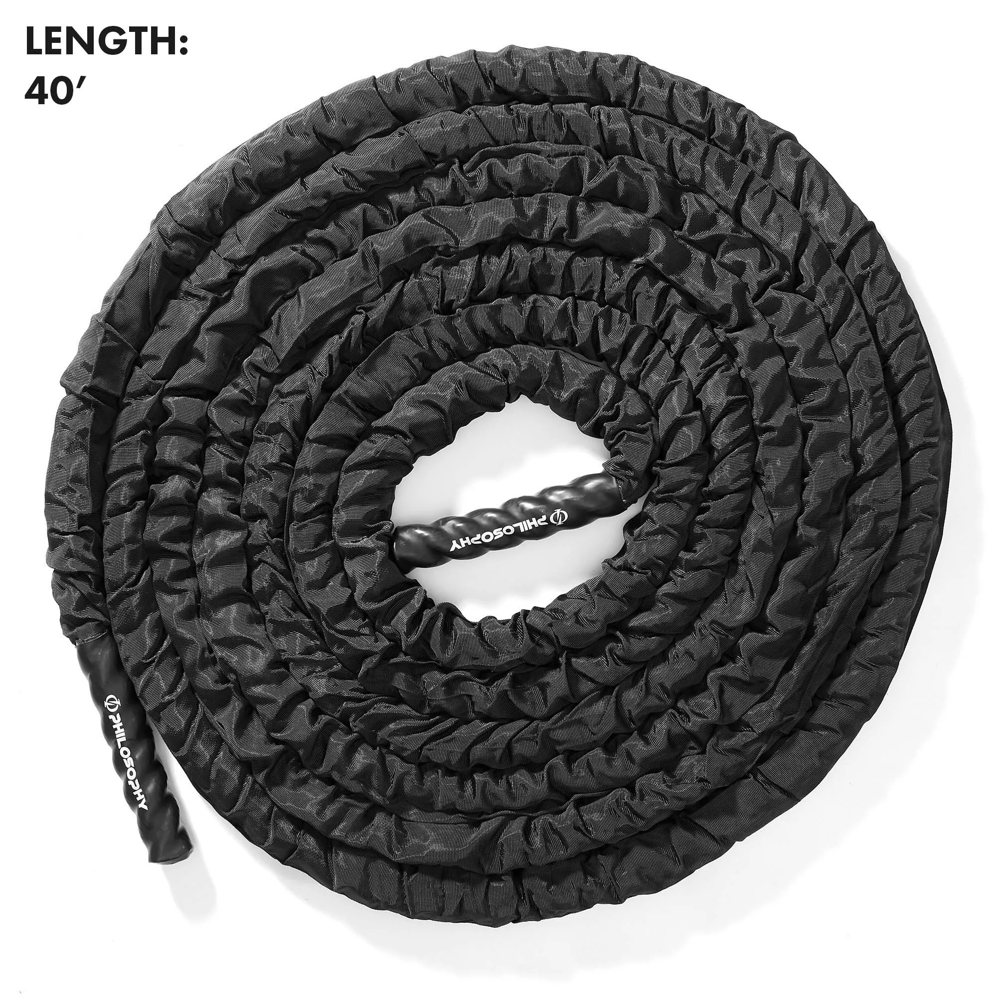 Gym Battle Rope with Protective Cover - Includes Anchor, Strap