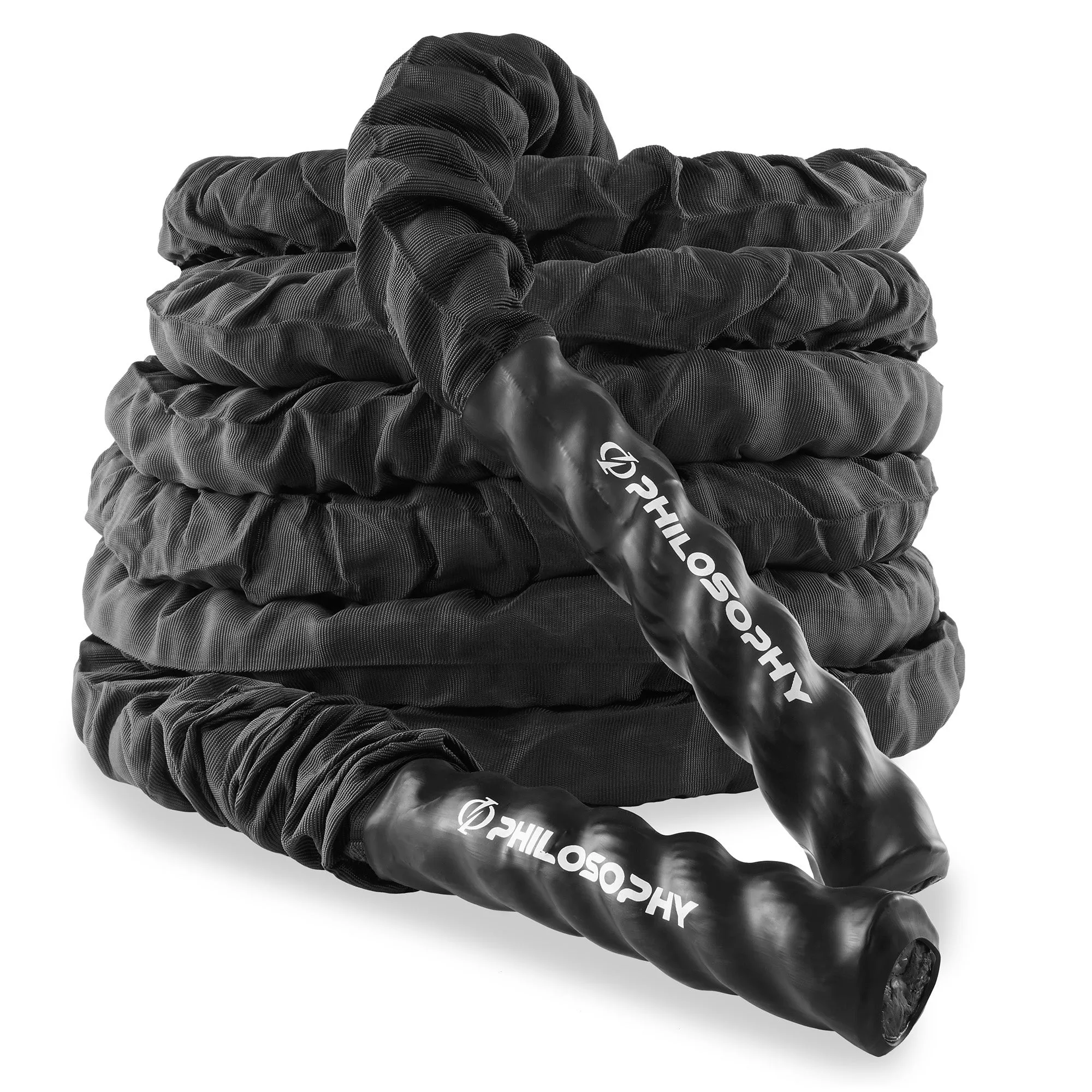 Gym Battle Rope with Protective Cover - Includes Anchor, Strap