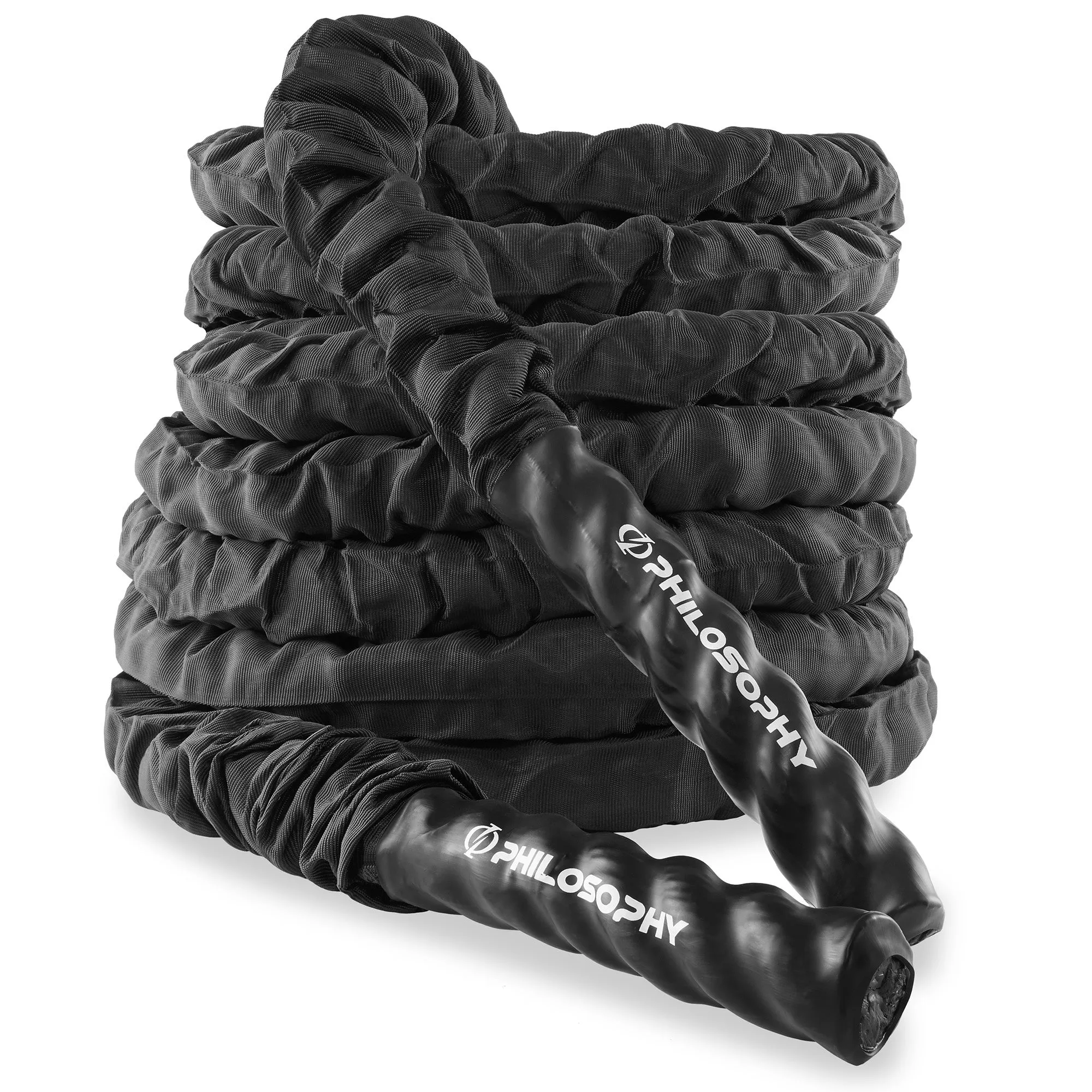 Gym Battle Rope with Protective Cover - Includes Anchor, Strap