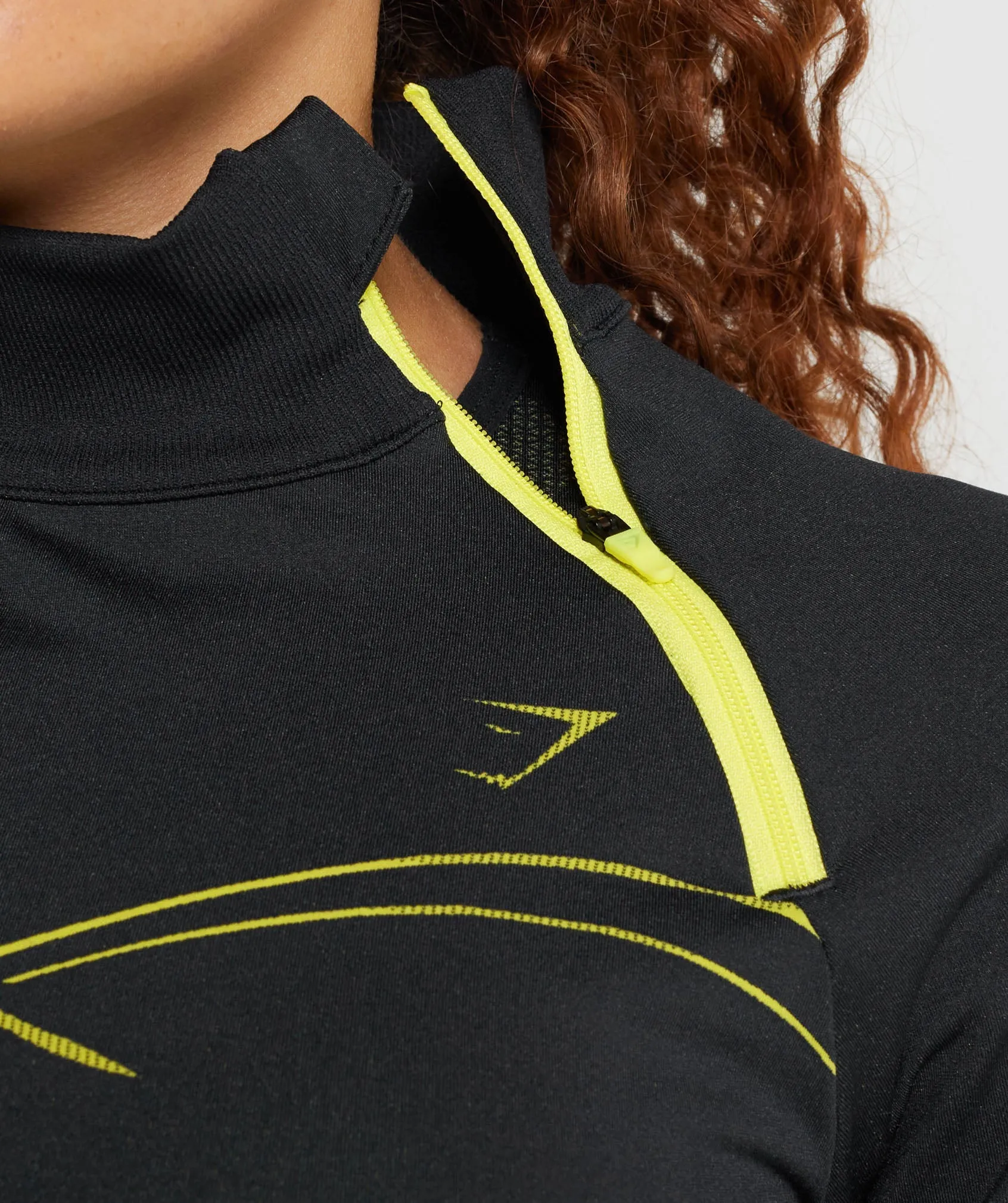 Gymshark Apex Seamless 1/4 Zip - Black/Yellow