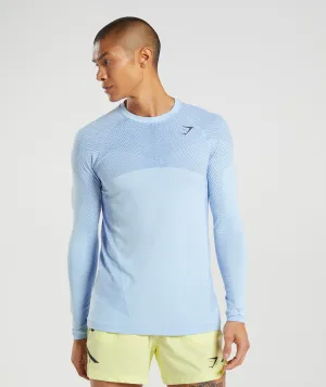 Gymshark Apex Seamless Long Sleeve T-Shirt - Linen Blue/Court Blue