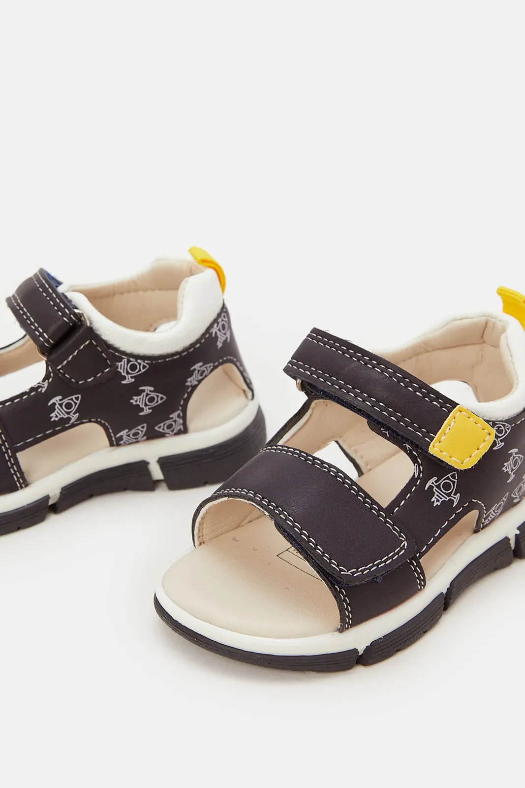 Infant Boys Black Sporty Sandals