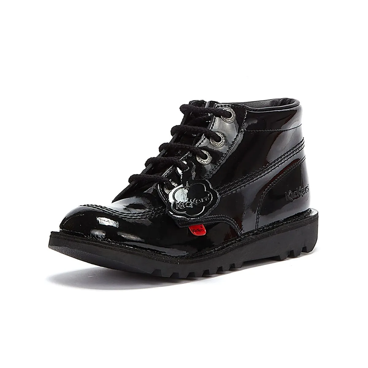 Kickers Junior Kick Hi Black Patent