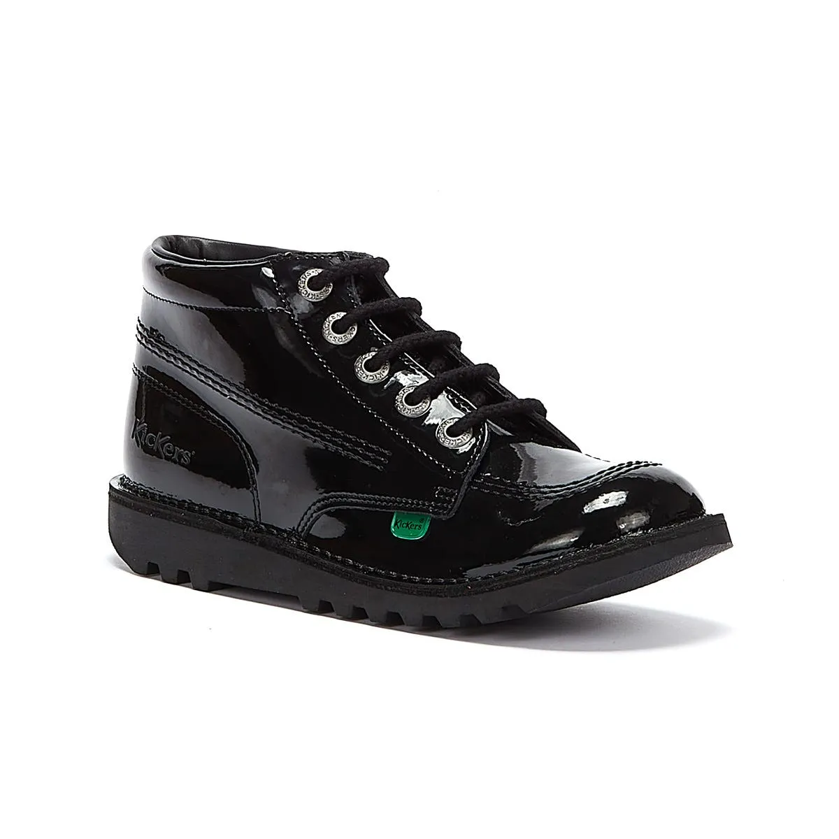 Kickers Junior Kick Hi Black Patent