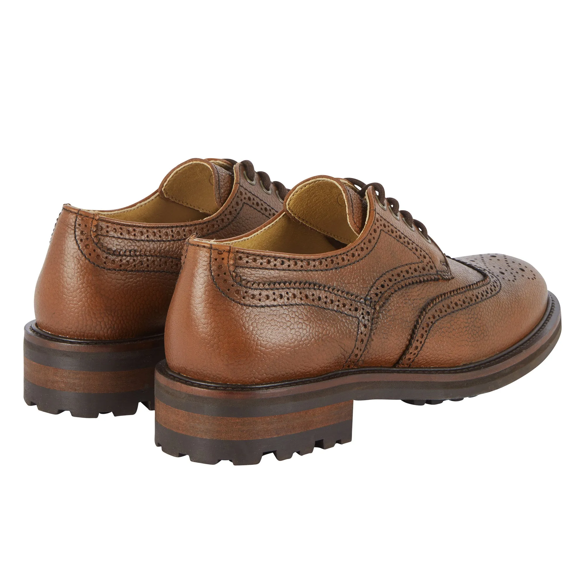 Le Chameau Mens Normandy Cuir Brogue Shoe - Marron