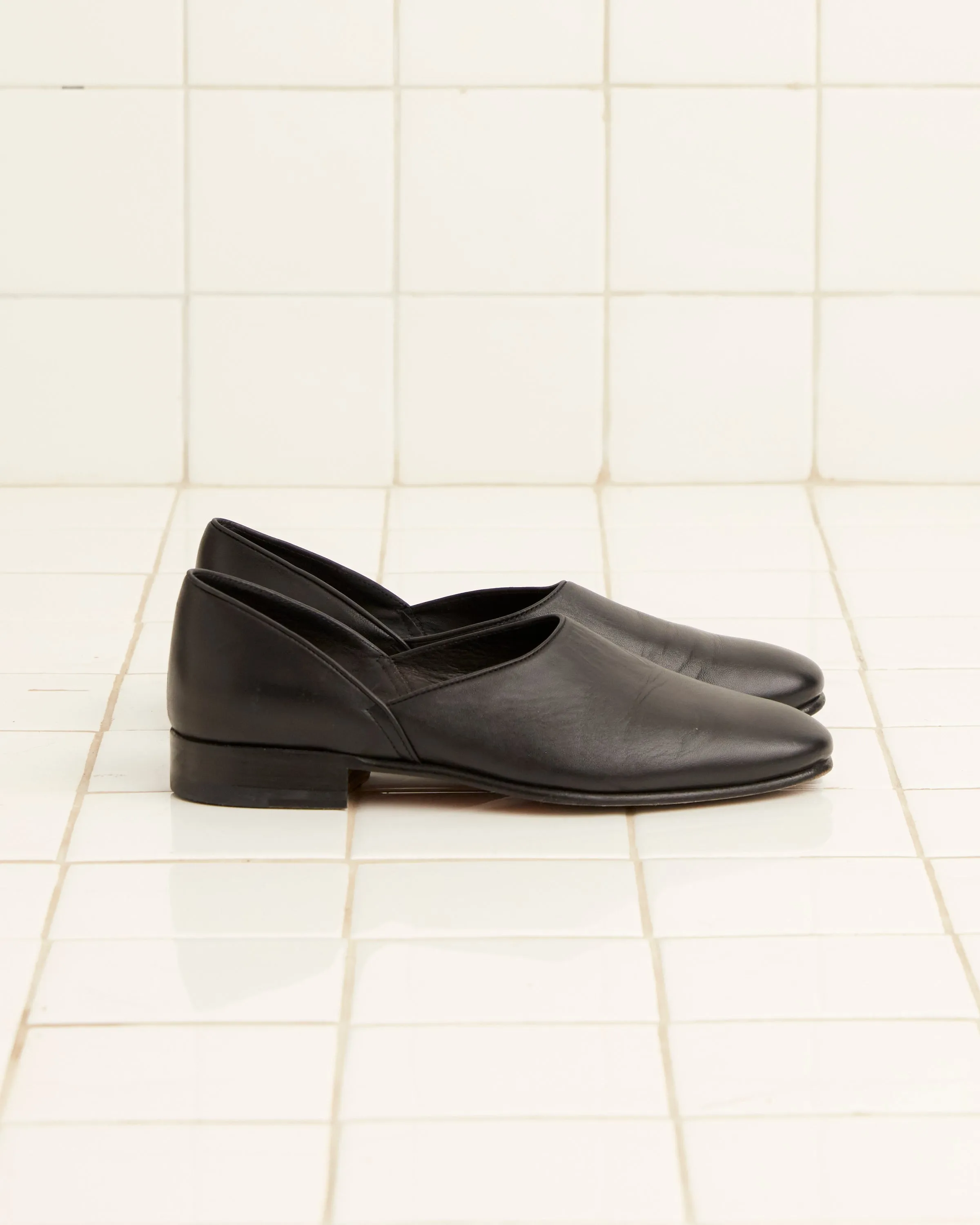 Leather House Shoes - Black