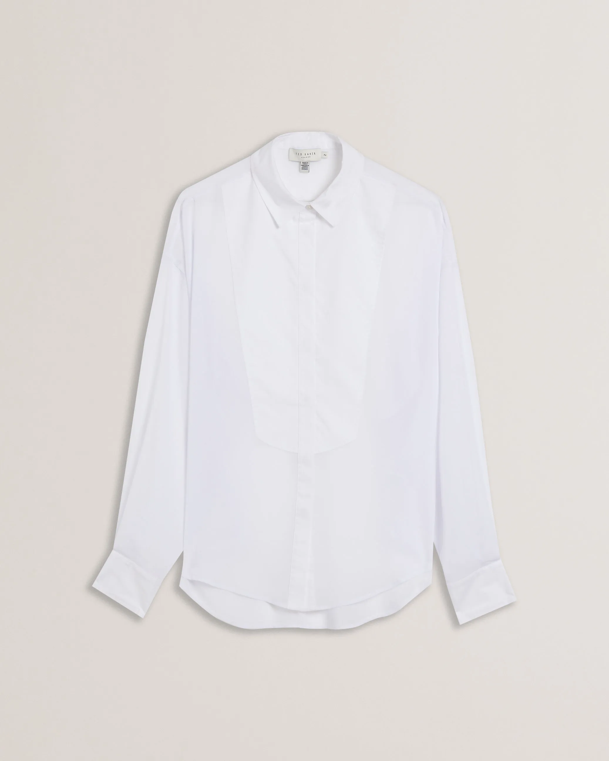 Lechosa Oversized Chiffon Bib Detail Shirt White