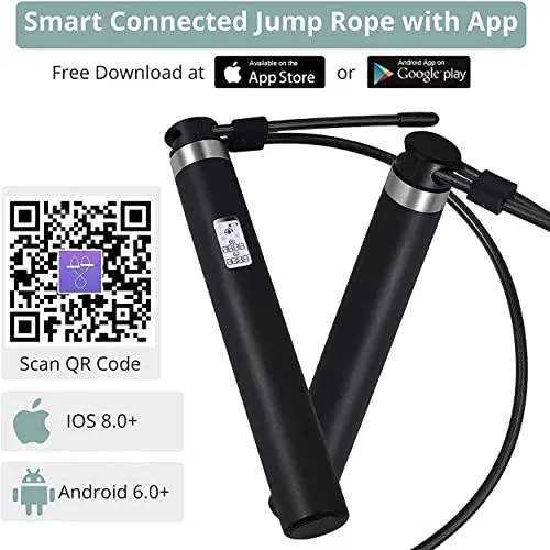 MEDITIVE Smart Jump Rope, Calorie Calculation, Skipping Rope for Sports Fitness Workout - Adjustable Jumping Rope for Men, Women and Kids (Plastic , Black)