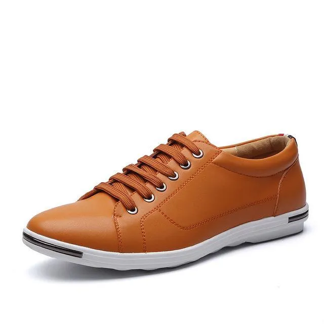 Mens Classic Lace Up Comfortable Faux Leather Flats