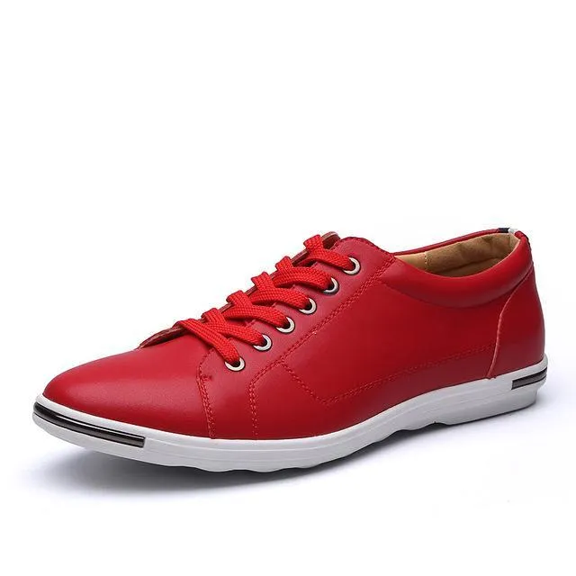 Mens Classic Lace Up Comfortable Faux Leather Flats