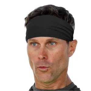 Men's Headbands Cotton Jersey 3" Wide Sports Fitness Yoga Made in the USA Black