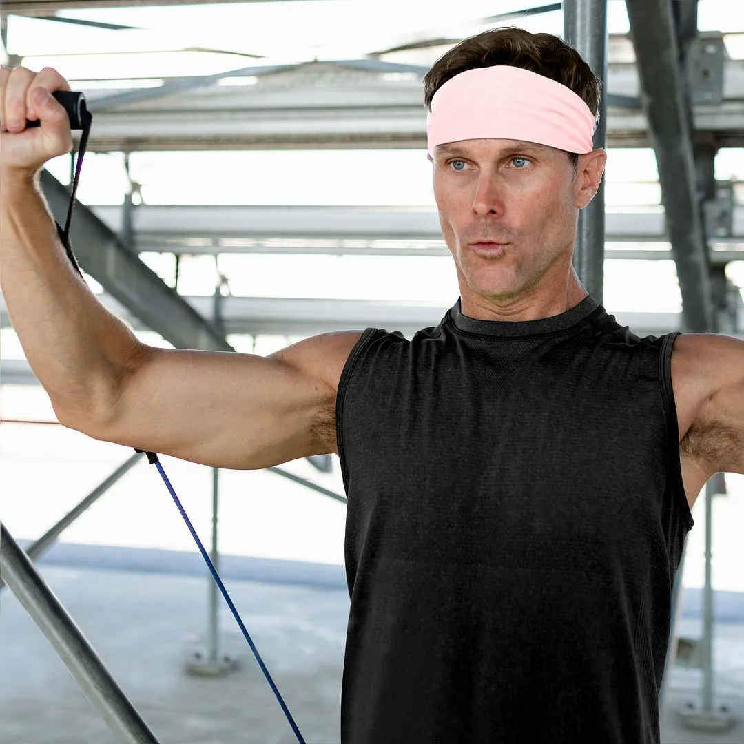 Men's Headbands Cotton Jersey 3" Wide Sports Fitness Yoga Made in the USA Blush