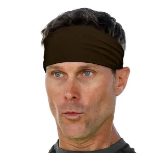 Men's Headbands Cotton Jersey 3" Wide Sports Fitness Yoga Made in the USA Brown