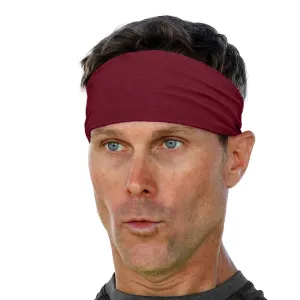 Men's Headbands Cotton Jersey 3" Wide Sports Fitness Yoga Made in the USA Burgundy