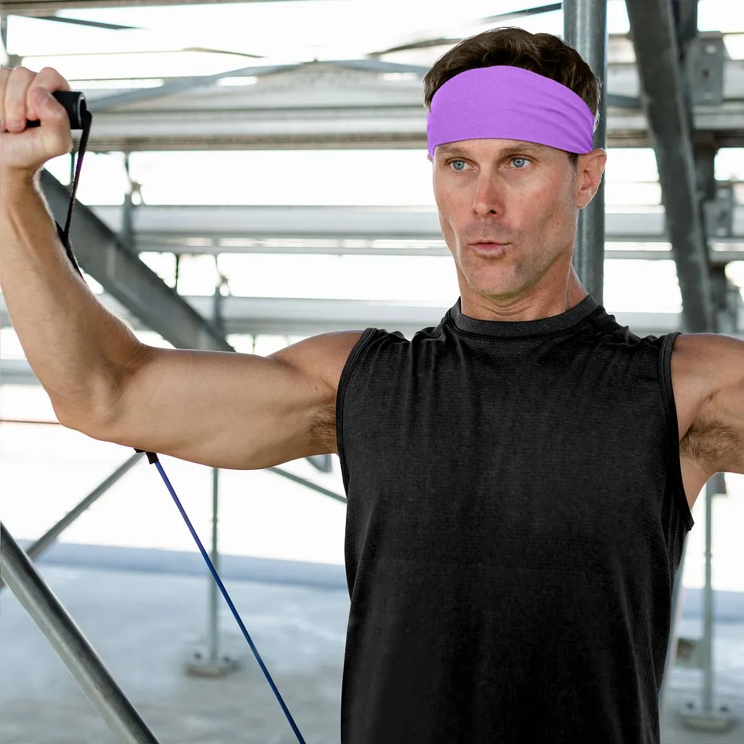 Men's Headbands Cotton Jersey 3" Wide Sports Fitness Yoga Made in the USA Orchid