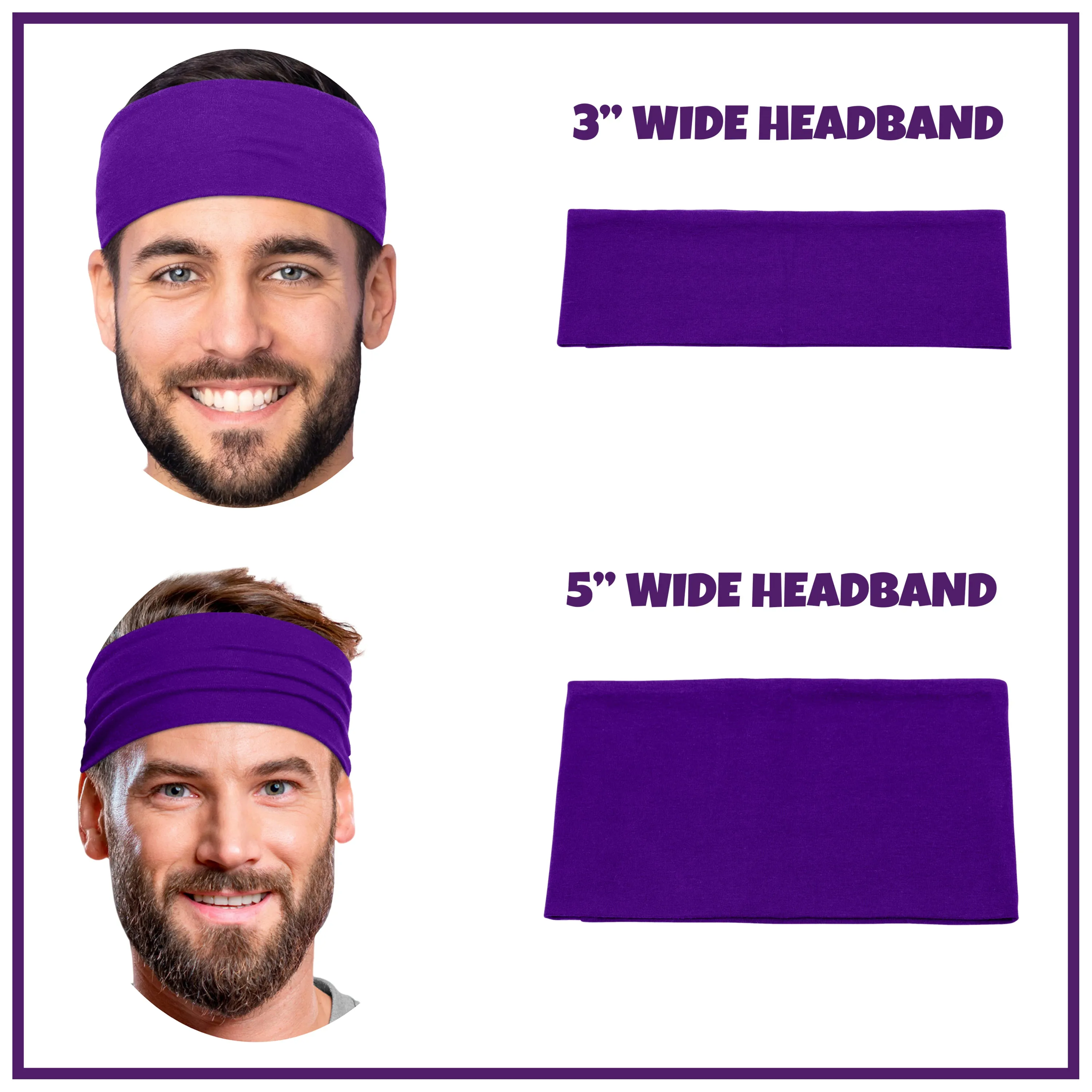 Men's Headbands Cotton Jersey 3" Wide Sports Fitness Yoga Made in the USA Orchid