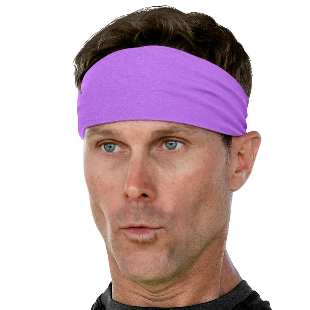 Men's Headbands Cotton Jersey 3" Wide Sports Fitness Yoga Made in the USA Orchid