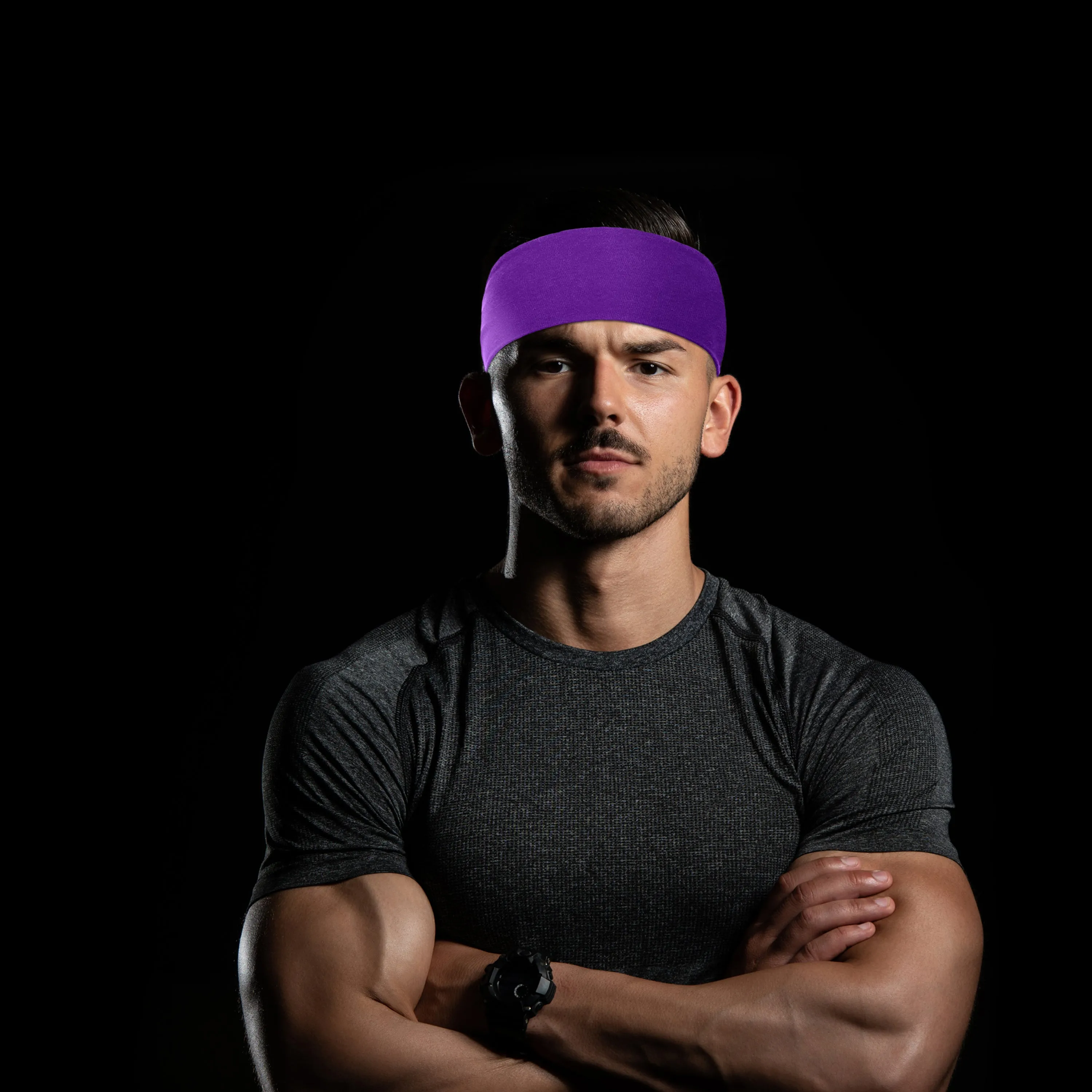 Men's Headbands Cotton Jersey 3" Wide Sports Fitness Yoga Made in the USA Purple Light