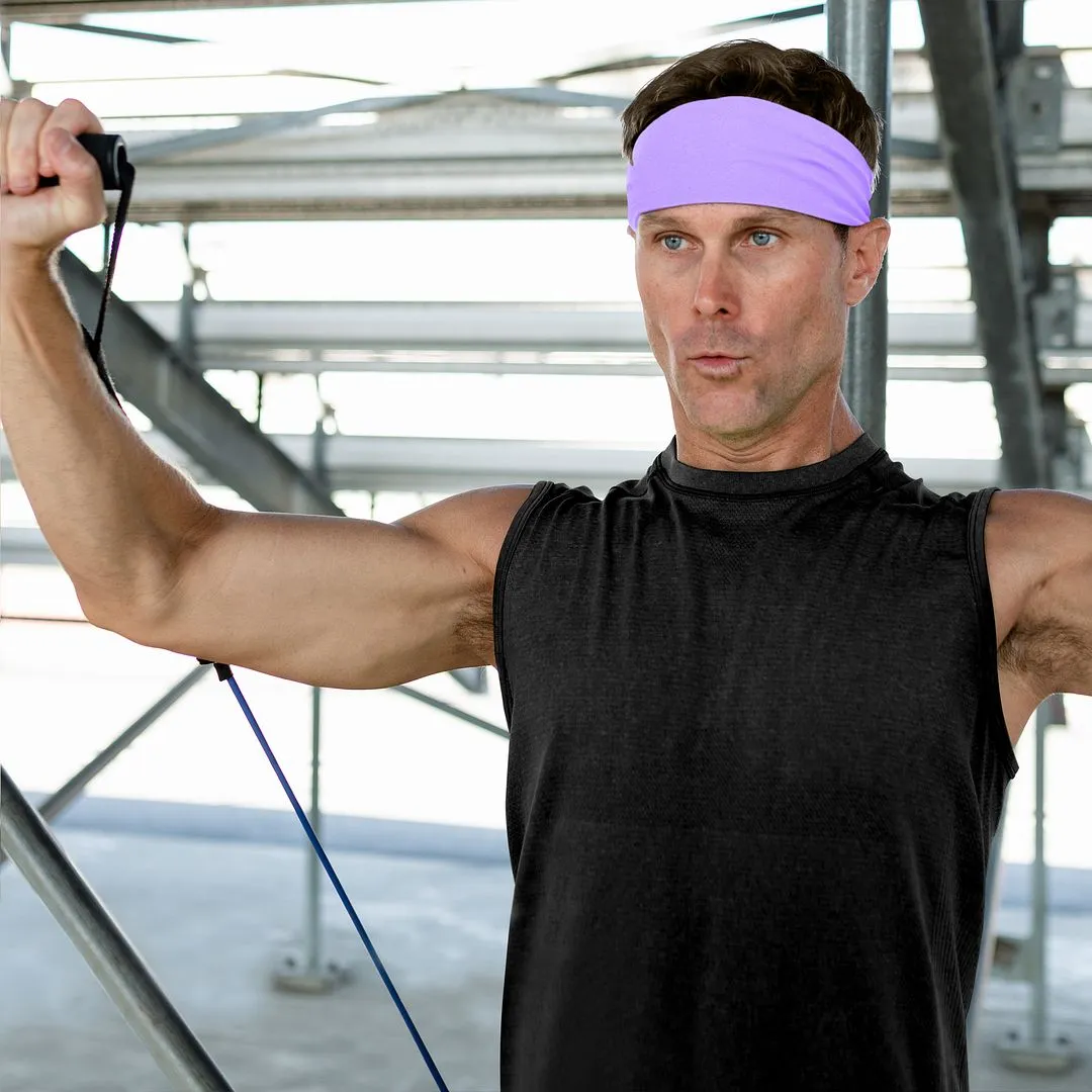 Men's Headbands Cotton Jersey 3" Wide Sports Fitness Yoga Made in the USA Purple Light