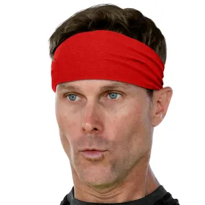 Men's Headbands Cotton Jersey 3" Wide Sports Fitness Yoga Made in the USA Red