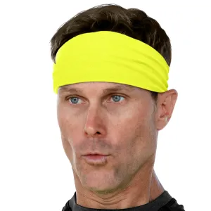 Men's Headbands Cotton Jersey 3" Wide Sports Fitness Yoga Made in the USA Yellow Neon