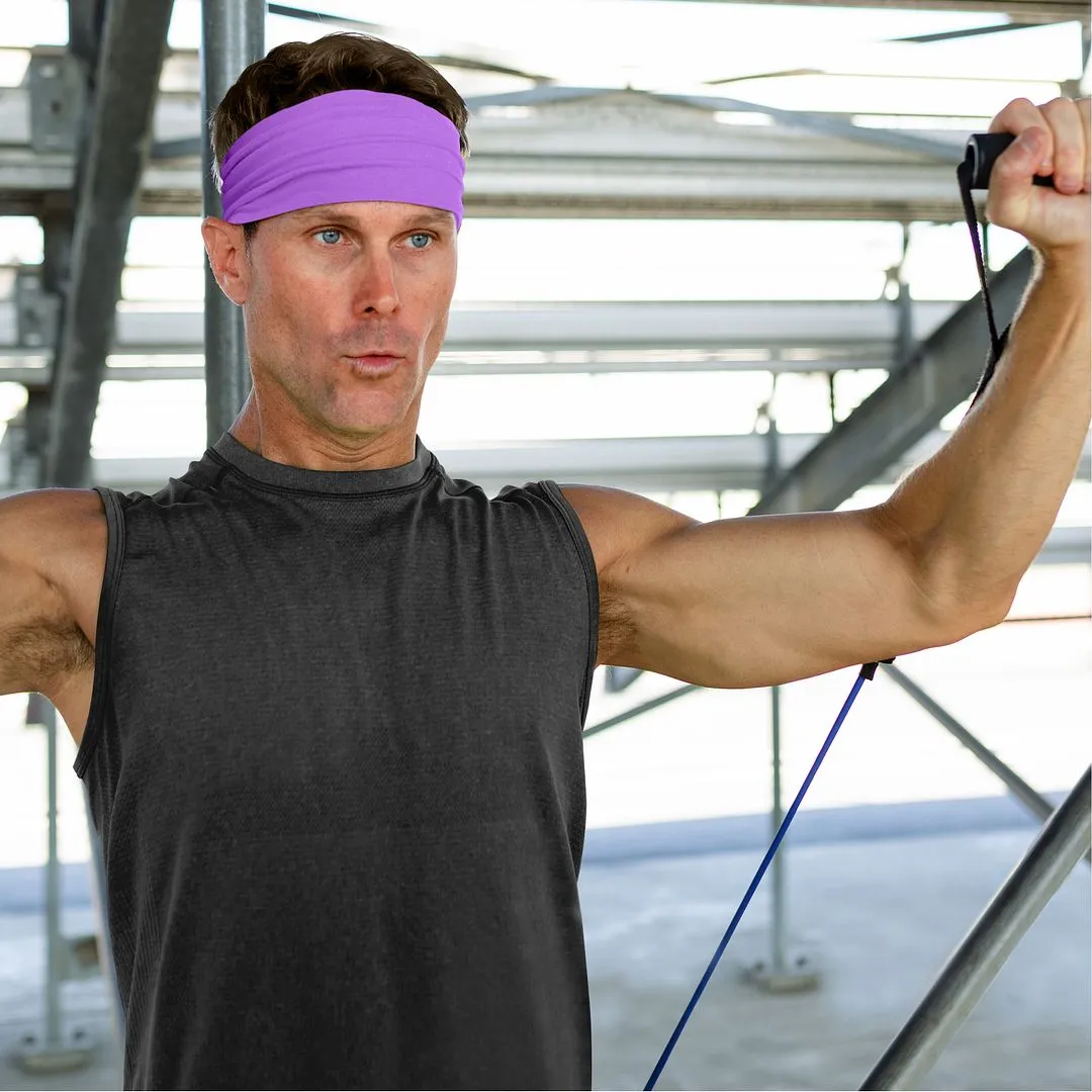 Men's Headbands Cotton Jersey 5" Wide Sports Fitness Yoga Made in the USA Orchid