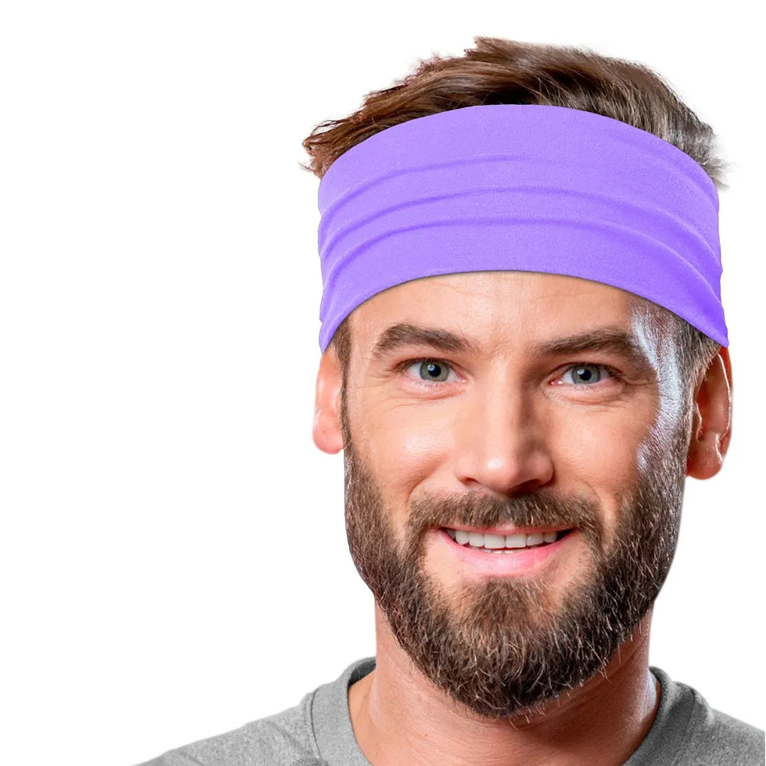 Men's Headbands Cotton Jersey 5" Wide Sports Fitness Yoga Made in the USA Purple Light